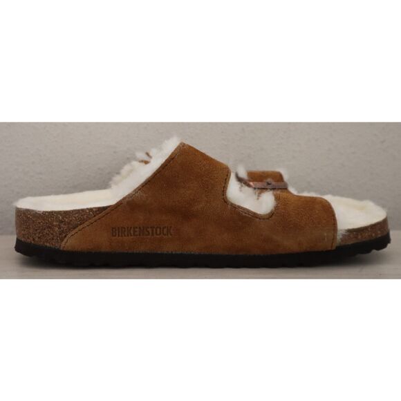 Birkenstock Women's 9 Men's 7 Mink Brown Arizona Shearling Suede Sandals - Picture 6 of 15